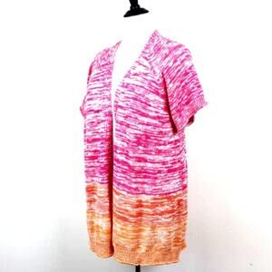 Lane Bryant Size 18/20 Open Cardigan Knit Sweater Ombre Pink Orange
